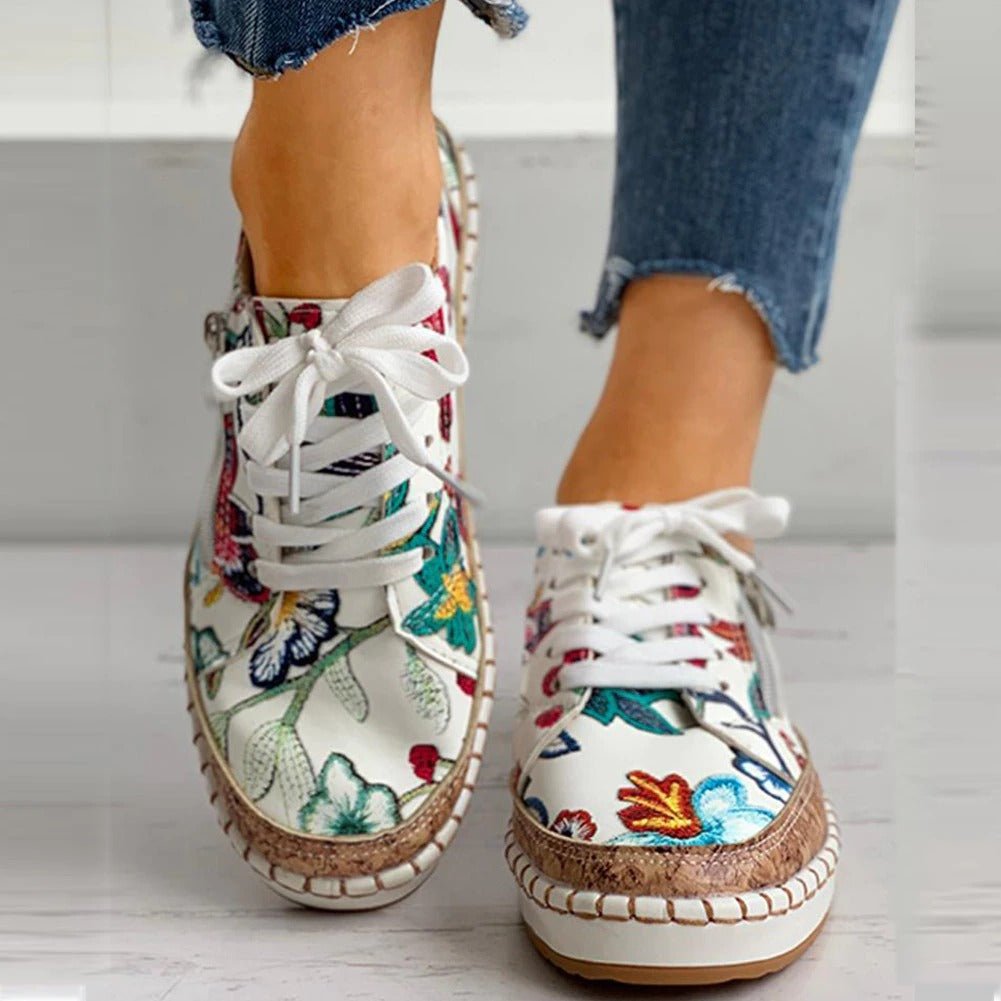 FIORE | Orthopedische Sneakers met Uniek Vintage Bloemontwerp