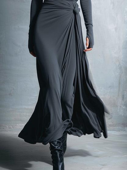 AMKE™ | Maxi Jurk met Tailleaccent en Vloeiende Elegantie voor Tijdloze Avonden