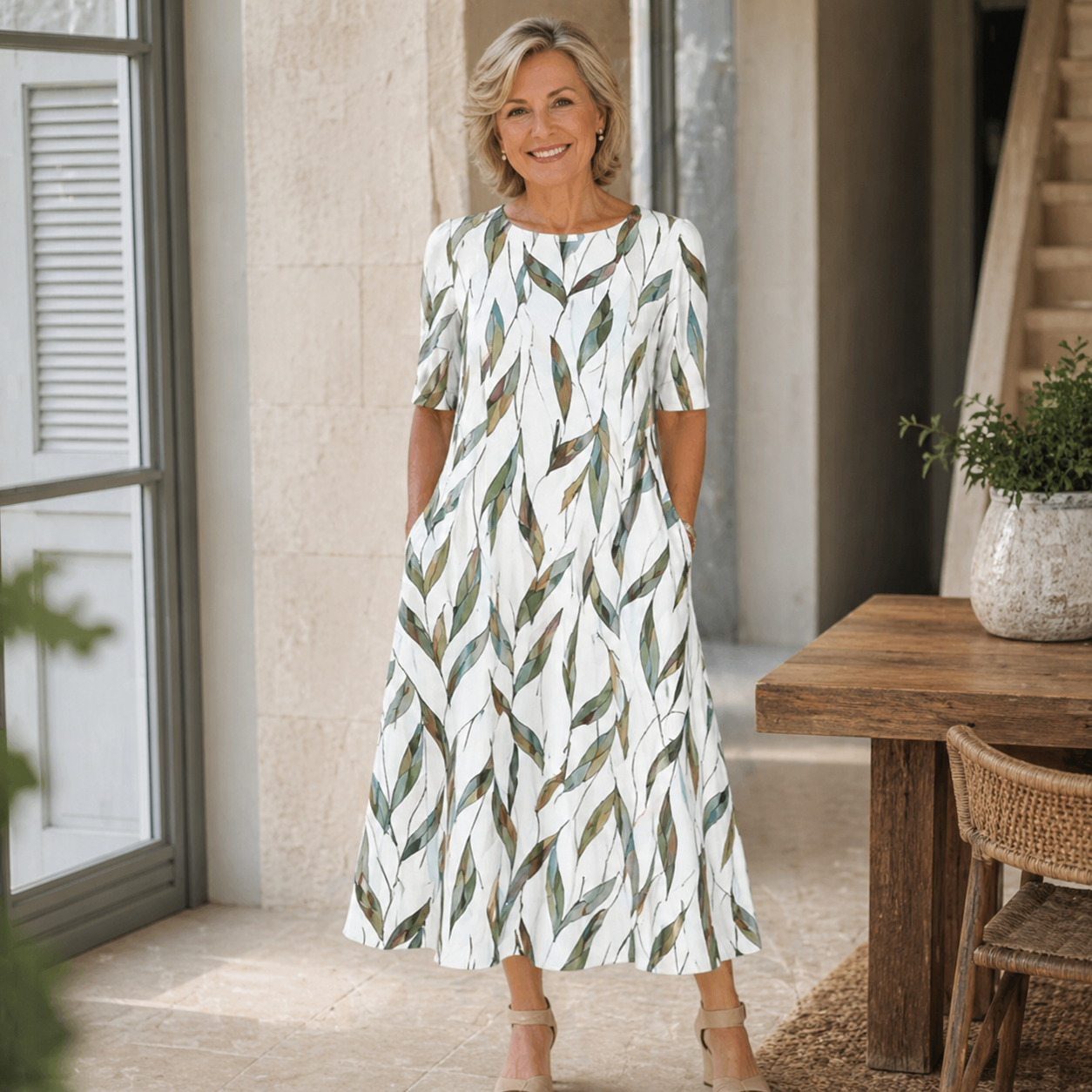 Sarah | Elegante Midi Bloemenjurk