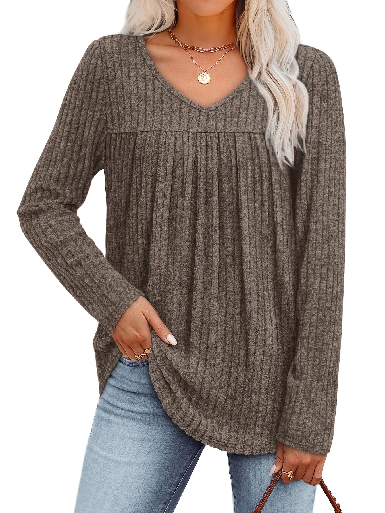 LILA | Elegante V-Hals Blouse met Flatterende Plooidetails
