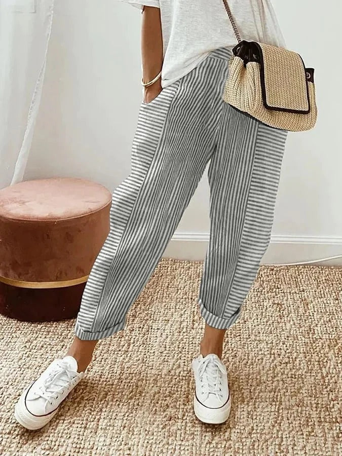 Maison Loréa® | Gestreepte Katoenen Broek