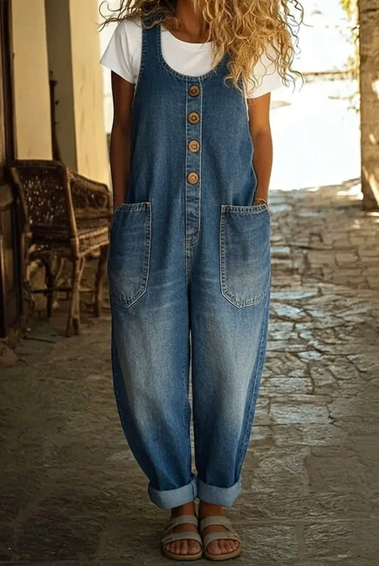 Manon | Vintage Gewassen Tuinbroek van 100% Katoen Denim