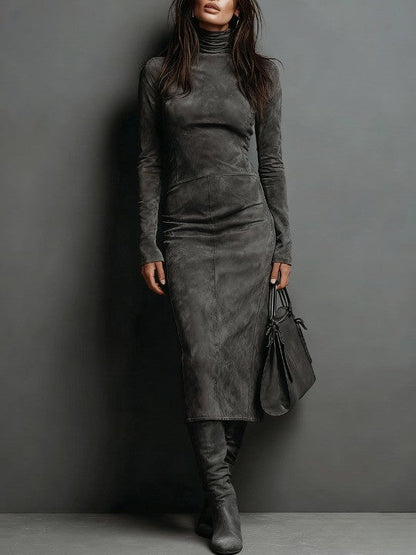 LORETTE | Lange midi jurk bruin