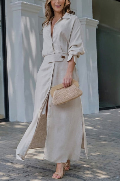 BELLA | Maxidress Elegante met V-hals en Vloeiende Snit voor de Chic Zomer