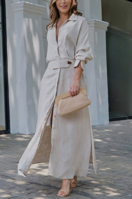 BELLA | Maxidress Elegante met V-hals en Vloeiende Snit voor de Chic Zomer