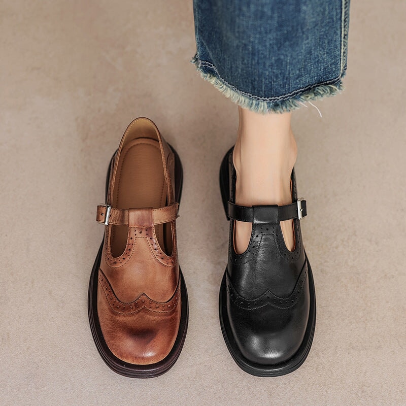 SANNE | ELEGANTE MARY JANES VAN LEER