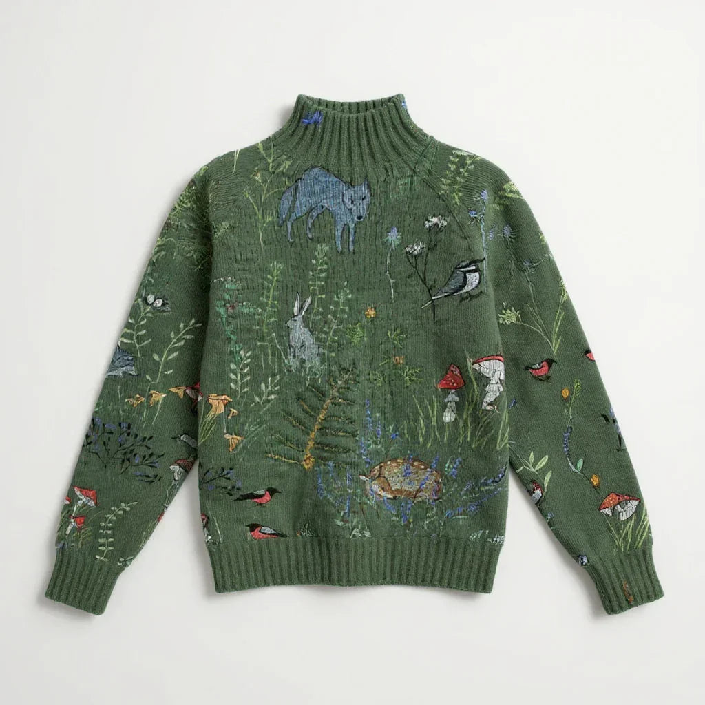 MAISON LORÉA™| Mijn Gebreide Trui met Bos geïnspireerde Print
