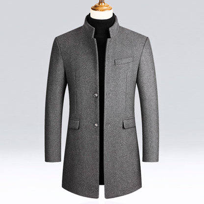 DYLAN | Herenjas Slim Fit met Mandarijnkraag en Tijdloze Elegantie voor Koude Dagen