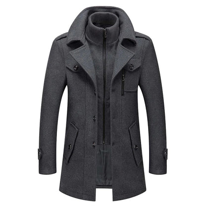 MARC™ | Elegante Wollen Jas met Hoge Kraag