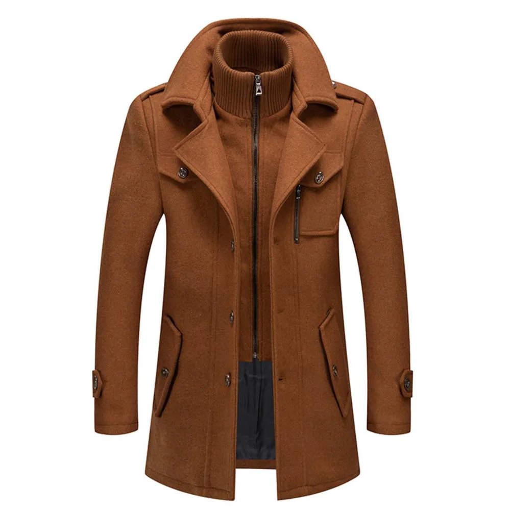 MARC™ | Elegante Wollen Jas met Hoge Kraag